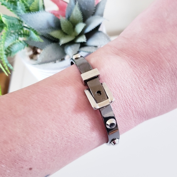 Michael Kors Astor Buckle Bangle - Gun Metal - Picture 9 of 13